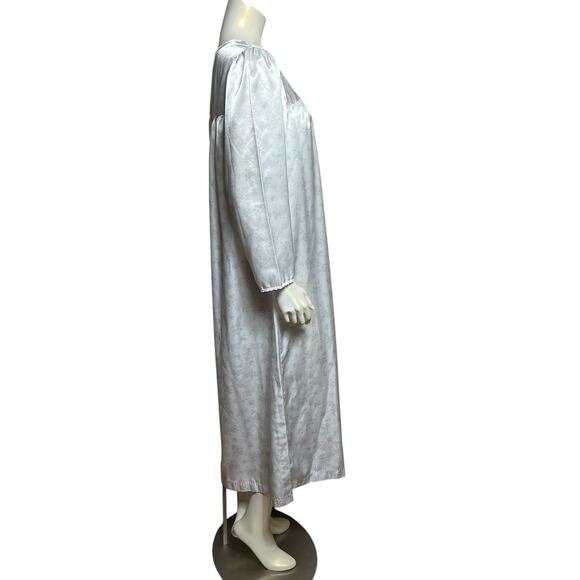 Vintage Satin Floral Nightgown, White with Pastel Flowers, Size Small - Picture 4 of 12